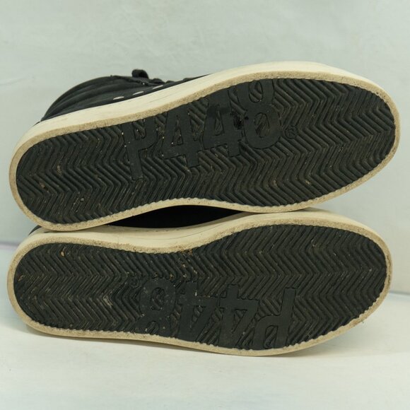 P448 Skate Hi Top Sneaker Black Leather Goth Minimal Streetwear Sneaker Shoe - Picture 3 of 16